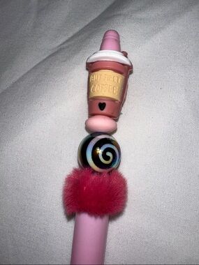 Pink “But First Coffee” Handmade Pen